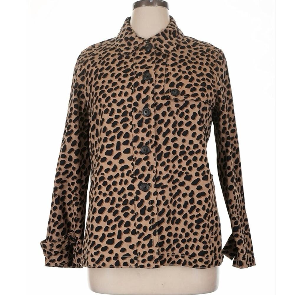 Ann Taylor Leopard Print Belted Jacket NWT Size 14 Tan Black Animal Print - Picture 2 of 14
